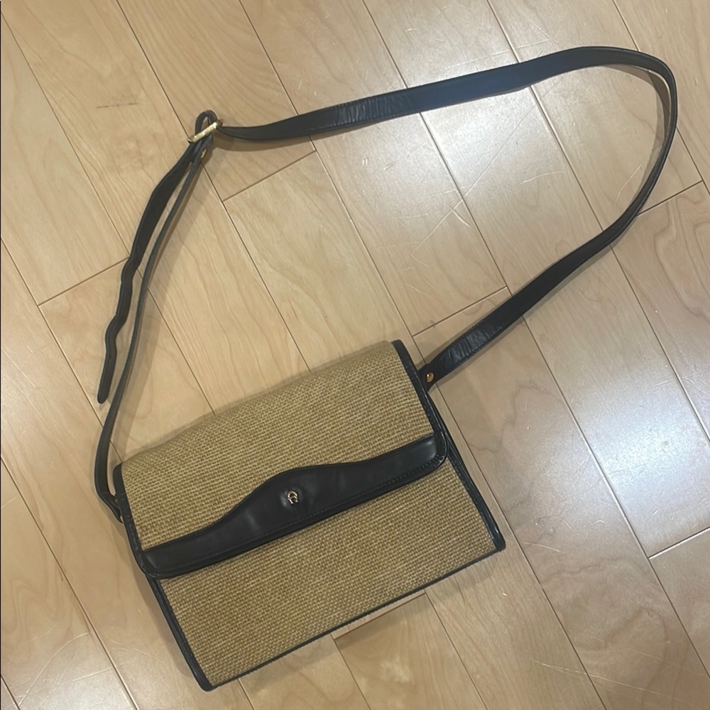 Etienne Aigner Woven Crossbody Bag with Navy Leather Details
